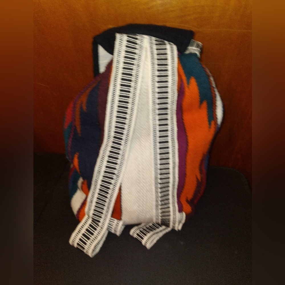 Peruvian Woven Wool Drawstring Backpack Libed Zip… - image 2